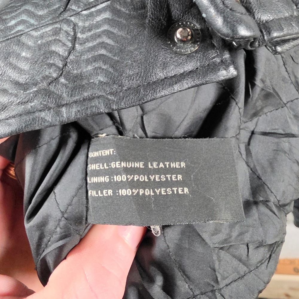 Boston Outfitters Leather Bomber Jacket Mens Large Black Vintage Flight Rn 72803 View 4